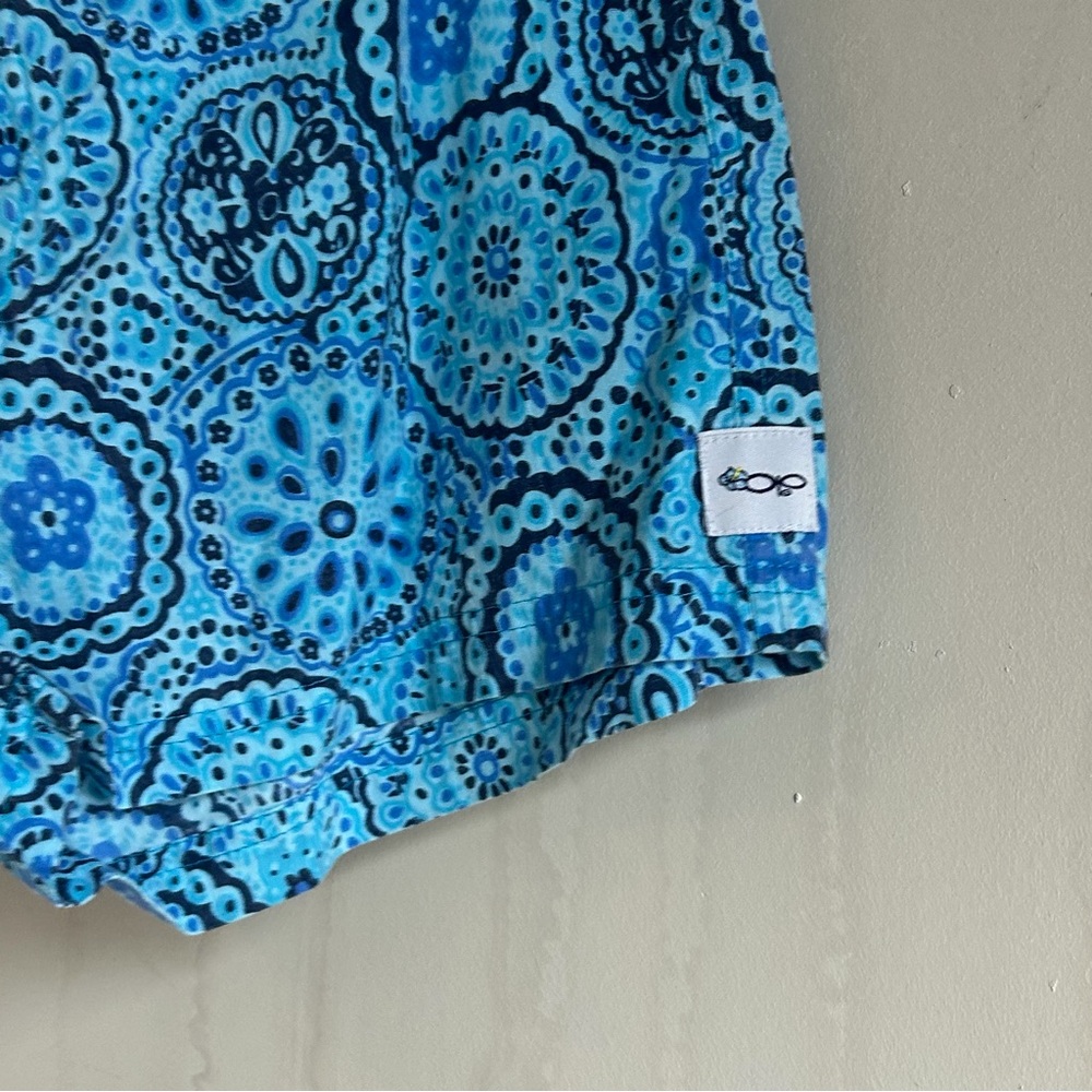 Blue Patterned Women's Shorts - Picture 3 of 5